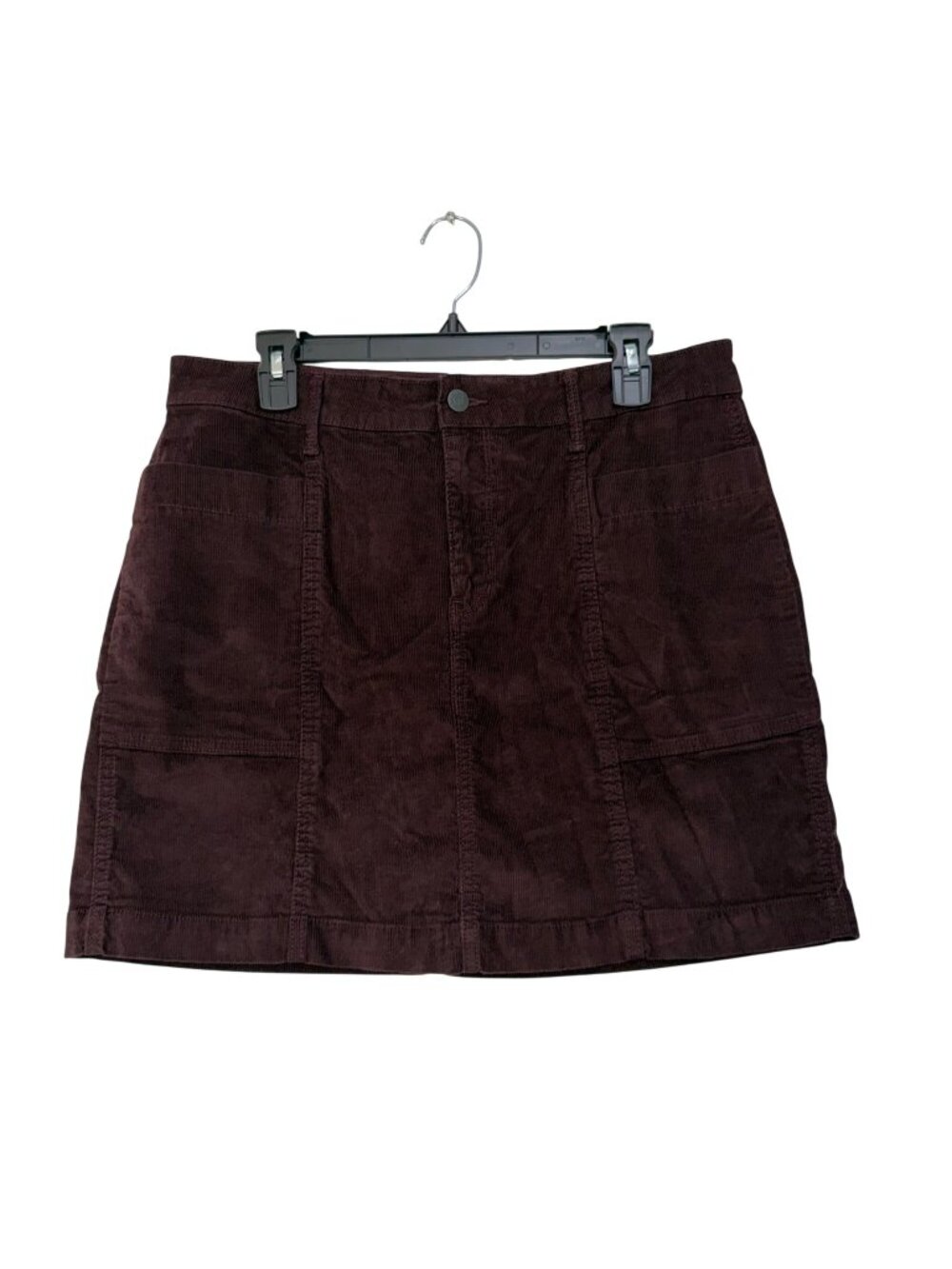 Old Navy Womens Marron Burgandy Corduroy Mini Skirt Size 12 Cotton Blend Pockets